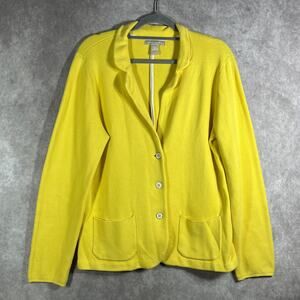 Banana Republic Sweater Blazer Jacket Womens XL Yellow Knit‎ Academia Career